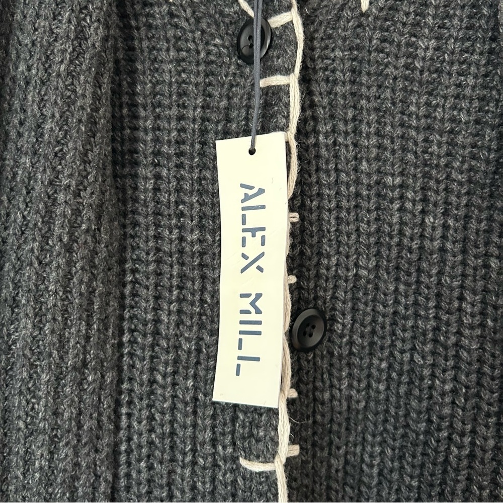 NWT Alex Mill Marleybone Sweater Jacket with Scarf in Charcoal - Picture 4 of 7